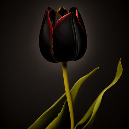 Black tulip on a dark background. Black tulip on a dark background.の素材