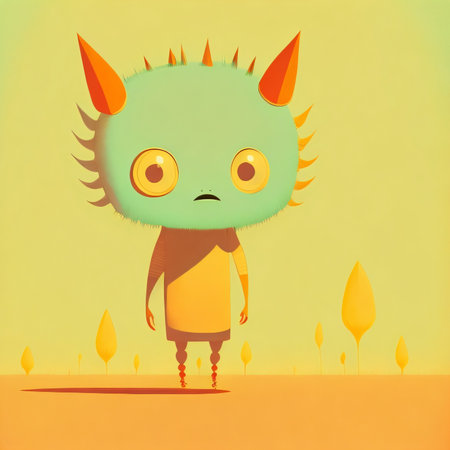 Funny cartoon monster with emotions. Vector illustration. Eps 10.の素材