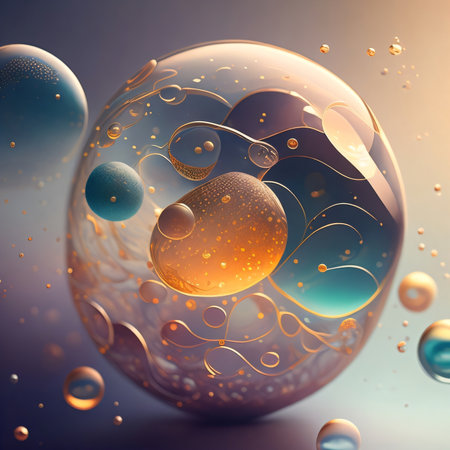 3D illustration of abstract fractal background for creative design looks like bubbles.の素材