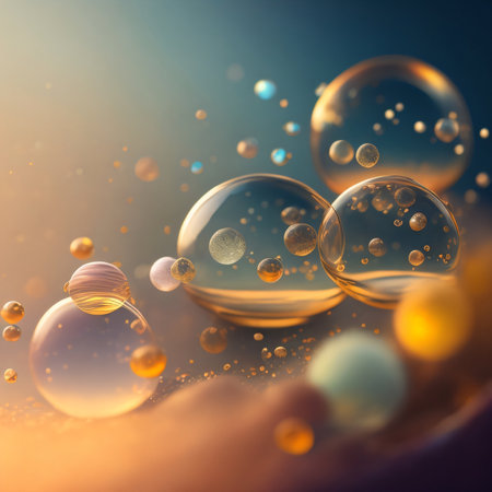 Beautiful abstract background with transparent soap bubbles. 3d rendering.の素材