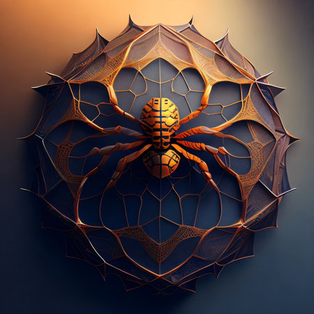 3d illustration of abstract geometric composition,spider web,digital art works.の素材