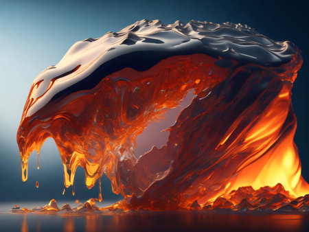 3D illustration of a splash of oil on a dark background.の素材