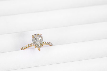 Jewelry diamond ring on a white background. Jewelry background.の写真素材