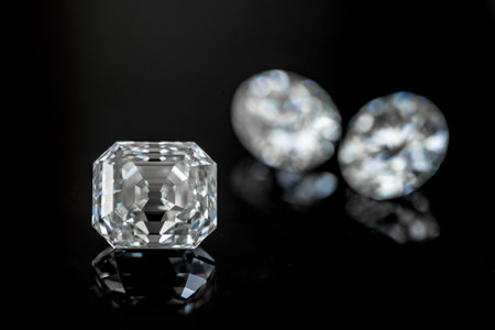 Diamonds on a black background. Jewelry background. Macro.の写真素材