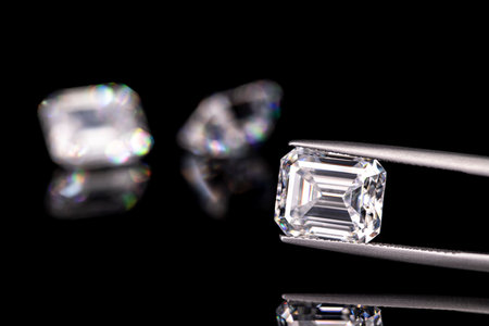 Diamonds on a black background. Jewelry. Macro photo.の写真素材