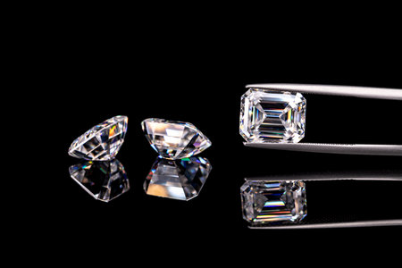 Diamonds on a black background. Jewelry. Macro shooting.の写真素材