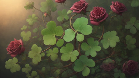 Roses on the water in the morning light. Beautiful floral background.の素材