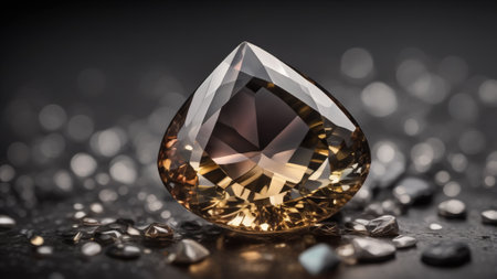 Gemstone on a black background with bokeh effect.の素材
