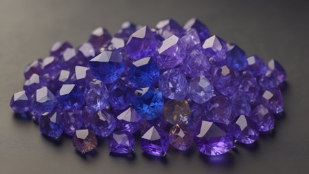 Amethyst on a black background. 3d rendering, 3d illustration.の素材