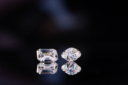 diamonds on a black background. Jewelry background. Macro