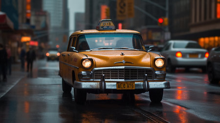 Taxi in Times Square, New York City, United States of Americaの素材