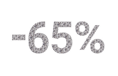A close up of the number 65 with a diamond pattern.
