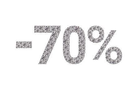 A close up of the number 70 with a unique diamond pattern surrounding it. The number is surrounded...
