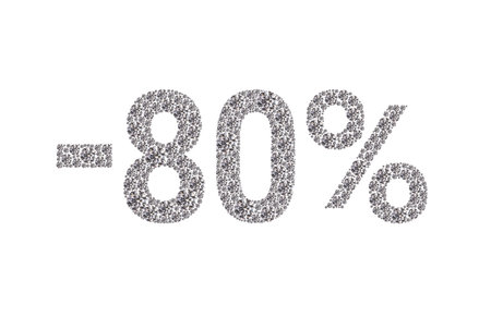 A close up of a number 80 with a diamond pattern. The number is surrounded by a circle and is...