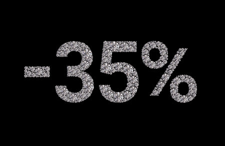 A close up of a black background with a large diamond shaped number 35 in the center. The number is...