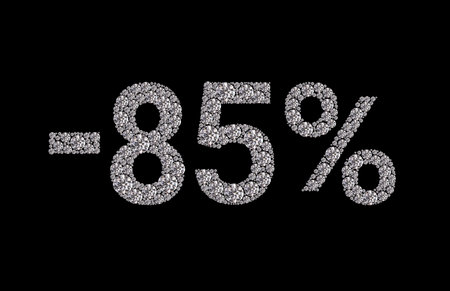 A close up of a black background with a diamond shaped number 85 on it. The number 85 is surrounded...