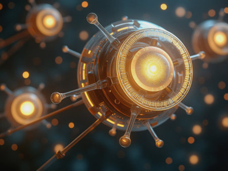 A cluster of glowing lights in the sky. The lights are arranged in a way that they look like they are floating in space. Scene is one of wonder and awe, as the lights seem to be suspended in mid-airの写真素材