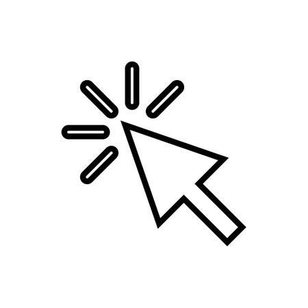 Click icon. Cursor icon. Computer mouse click cursor black arrow icons.のイラスト素材