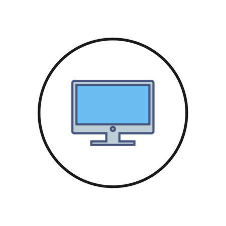Computer icon. PC Icon vector. Computer monitor icon. Flat PC symbol.のイラスト素材