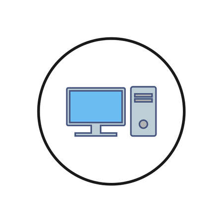 Computer icon. PC Icon vector. Computer monitor icon. Flat PC symbol.のイラスト素材