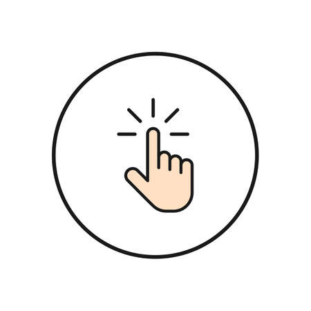 Hand cursor icon click. Hand click icon. Finger pointer isolated vectorのイラスト素材