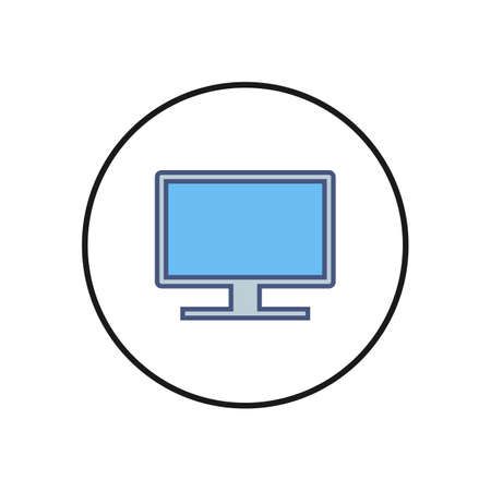 Computer icon. PC Icon vector. Computer monitor icon. Flat PC symbol.のイラスト素材