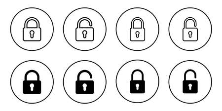 Lock icon set isolated on white background. Encryption icon. Security symbol. Secure. Privateのイラスト素材