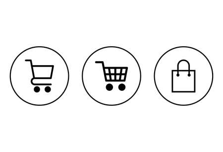 Shopping icon vector. Shopping cart icon. Basket icon. Shopping bag icon.のイラスト素材