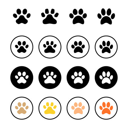 Paw icon set isolated on white background. Paw Print iconのイラスト素材