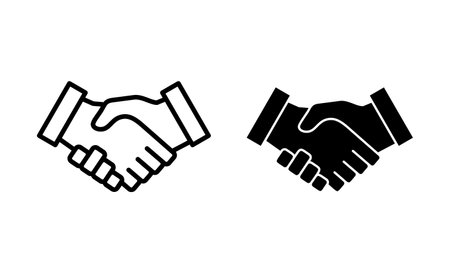 Handshake icons set. business handshake sign and symbol. contact agreementのイラスト素材