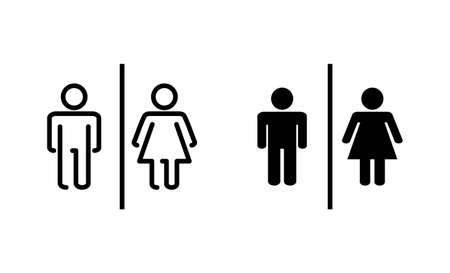 Toilet icons set. Girls and boys restrooms sign and symbol. bathroom sign. wc, lavatoryのイラスト素材