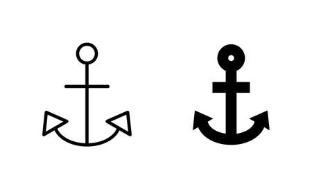 Anchor icons set. Anchor sign and symbol. Anchor marine icon.のイラスト素材