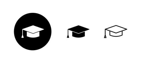 Education icon set. Graduation cap sign and symbol. Graduate. Students capのイラスト素材