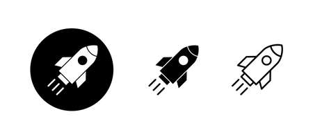 Rocket icons set. Startup sign and symbol. rocket launcher iconのイラスト素材
