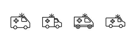 Ambulance icons set. ambulance truck sign and symbol. ambulance carのイラスト素材