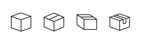 Box icons set. box sign and symbol, parcel, packageのイラスト素材