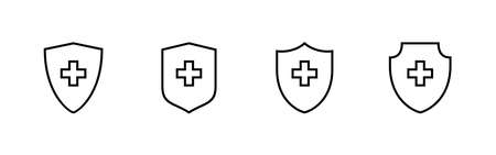 Health insurance icons set. Insurance health document sign and symbolのイラスト素材