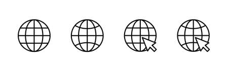 Web icons set. go to web sign and symbol. web click icon. Global search iconのイラスト素材