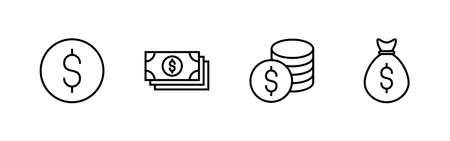 Money icons set. Money sign and symbolのイラスト素材