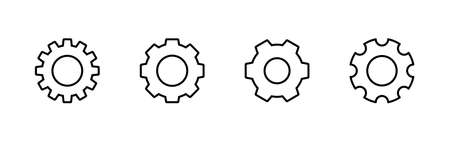 Setting Icons set. Cog Settings sign and symbol. Gear Signのイラスト素材