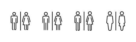 Toilet icons set. Girls and boys restrooms sign and symbol. bathroom sign. wc, lavatoryのイラスト素材