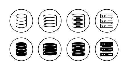 Database icons set. database sign and symbolのイラスト素材
