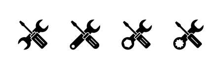 Repair tools icons set. tool sign and symbol. setting icon. Wrench and screwdriver. Serviceのイラスト素材