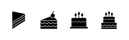 Cake icons set. Cake sign and symbol. Birthday cake icon