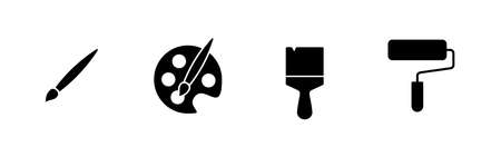 Paint icons set. paint brush sign and symbol. paint roller icon vectorのイラスト素材