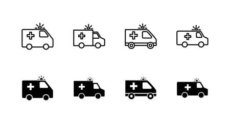 Ambulance icons set. ambulance truck sign and symbol. ambulance carのイラスト素材