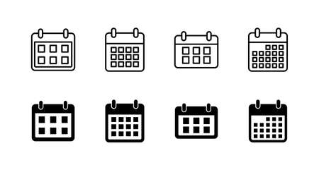 Calendar icons set. Calender sign and symbol. Schedule icon symbolのイラスト素材