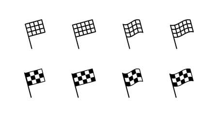 Racing flag icons set. race flag sign and symbol.Checkered racing flag iconのイラスト素材