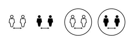 Social distance icons set. social distancing sign and symbol. self quarantine signのイラスト素材
