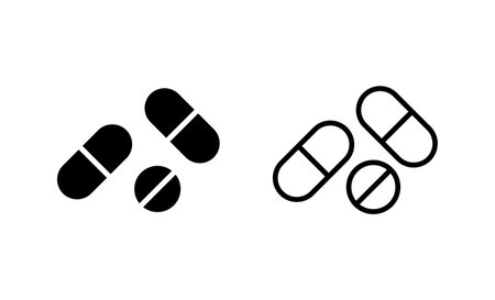 Pills icon vector. capsule icon. Drug sign and symbolのイラスト素材